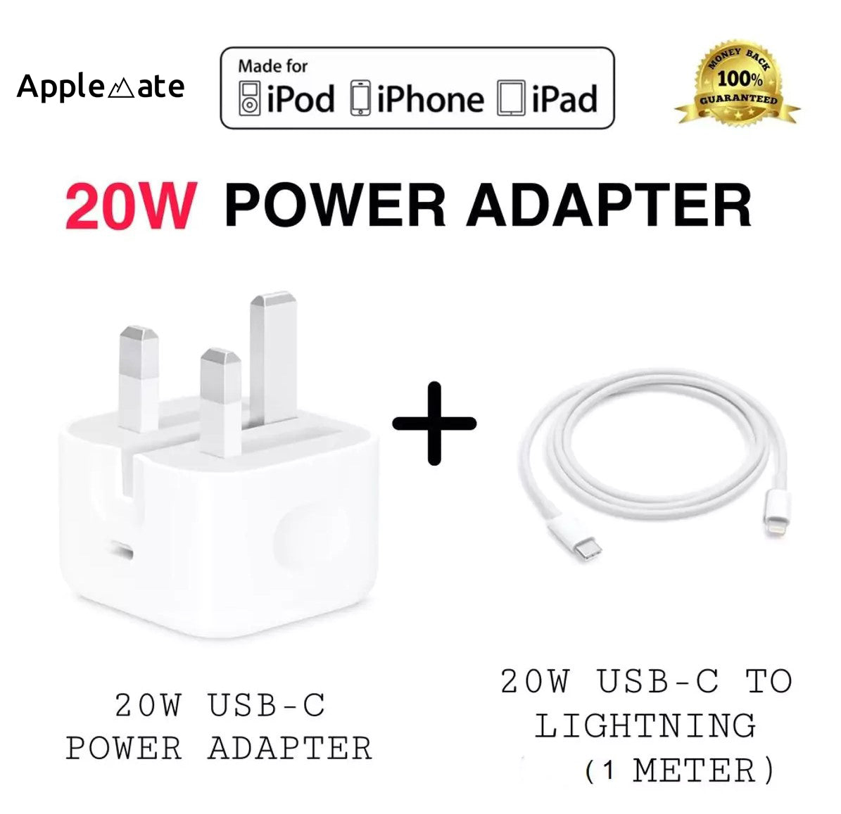 Pack of 2 :20w Original Adapter with 20w Lightning Cable